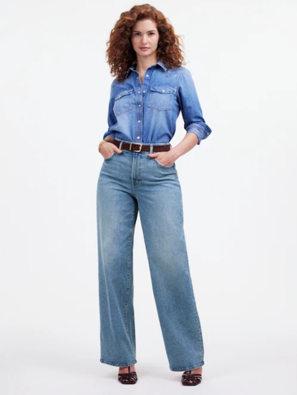 Madewell Curvy Perfect Vintage Wide Leg Jean Enmore Wash Medium Blue Size 25